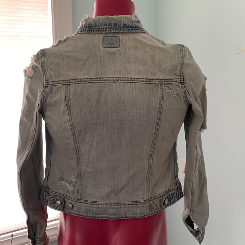 American Eagle outfitter distressed jean jacket SZ; S - Picture 2 of 3